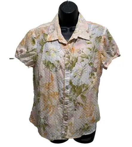 Caribbean Joe Tropical 2 Piece Tank Button Up Short Sleeve Shirt Size L/XL