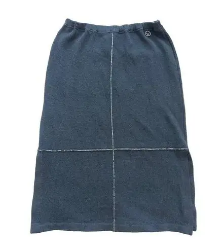 St John Sport Vintage Wool Blend Long Solid Black Knit Skirt Small