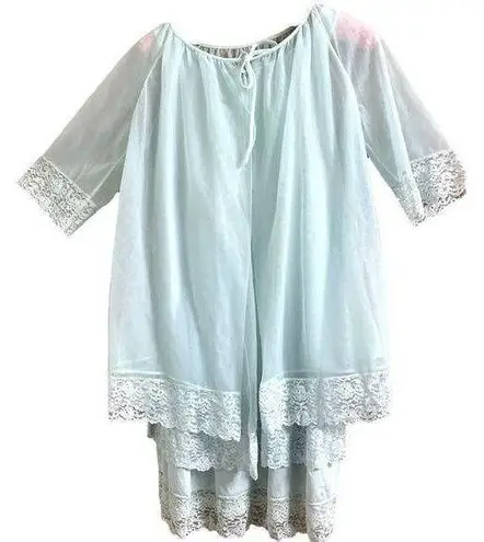 Shirey Vintage Peignoir Nightie & Bed Robe Set Jr. Petite 7/8 Blue