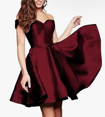 Amazon Burgundy Satin Homecoming Dress