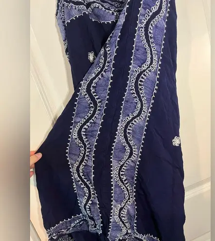 Advance Apparels Vintage Embroidered Tie Dye Boho Off the Shoulder Wrap Dress OS Blue Size undefined