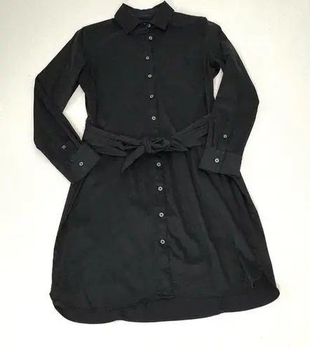 Untuckit Angelina Black Button Down Long Sleeve Waist Tie Shirt Dress 2