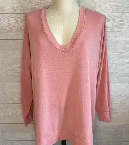 a.n.a . Peach v-neck long sleeve sweater Size XXL