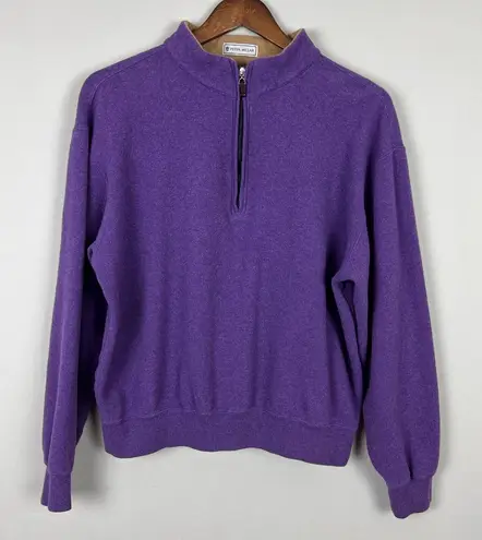 Peter Millar 1/4 Zip Sweatshirt Pullover Women Medium Mock Neck 100% Cotton Crop