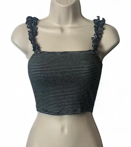 Mind Code ‎Striped Ruffle Strap Top thumbnail 1