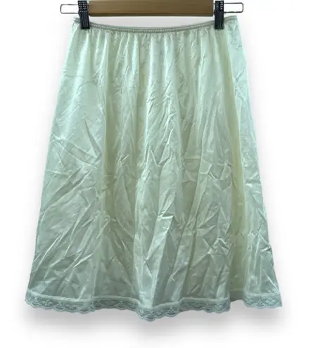 Vintage Warner's Off White Ivory Lace Trim Slip Mini Skirt Size L Size L