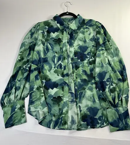 Womens Floral Blouses Dressy Casual Sz M Green Size M