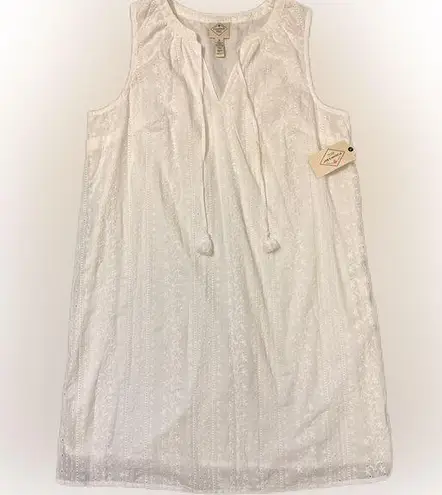 st. john's bay Medium Women’s White St. John’s Bay 100% Cotton Midi Dress NWT