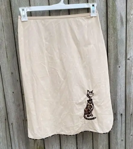 Vanity Fair Vintage 60s 1960s  cheetah print cat nylon skirt slip small