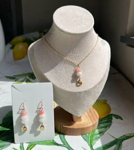 Citrine Necklace, Pink Jade Necklace, White Jade Necklace, Pink Lemonade, Casual Yellow