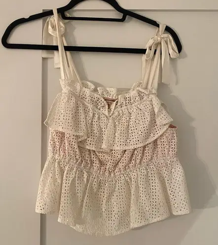 Morgan Lane White eyelet tank top