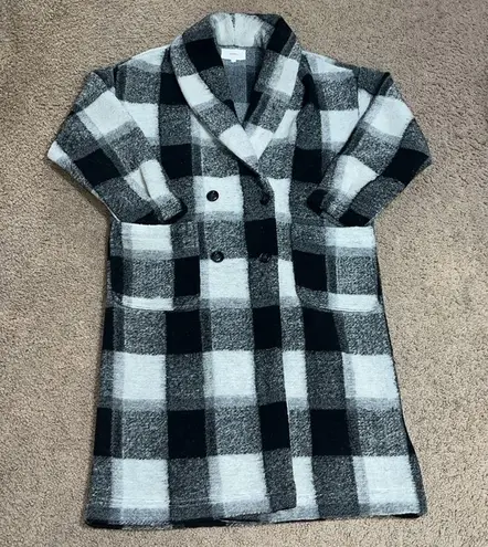 Xirena Cole Laurel Blanket Fleece Double Breasted Coat Black Ash Plaid XS