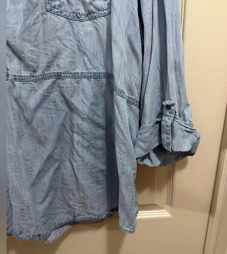 N Touch light wash chambray shirt 3/4 sleeve size 3X
