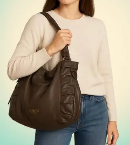 Boho Chic Slouchy Gray Leather Hobo Shoulder Bag Elliott Lucca