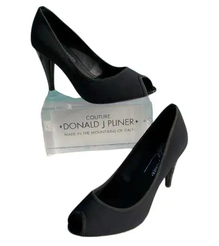 Donald Pliner Black Crepe Elastic Peep