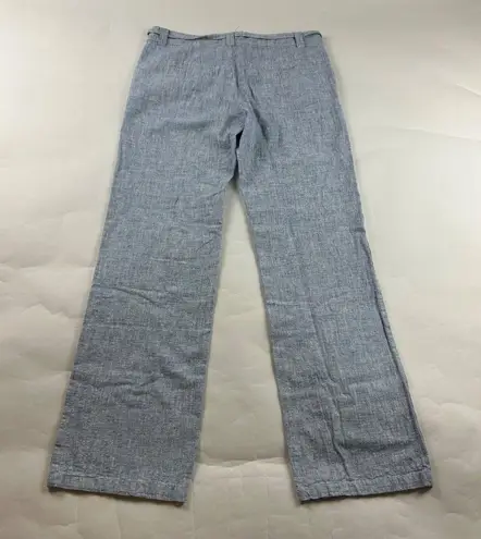 Zenana Outfitters Blue Chambray Linen Blend Straight Leg Summer Pant L