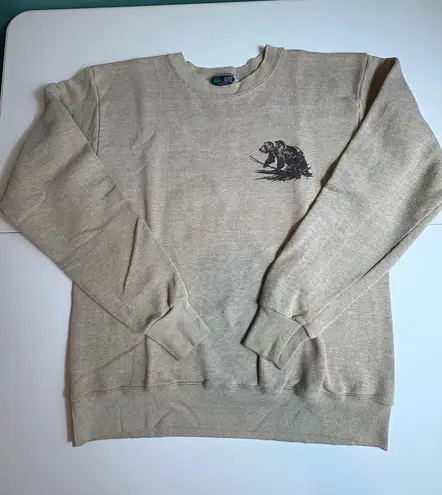 Vintage 1980s Guideline Outfitting Bear Sweatshirt Great Northern Guns Alaska L Tan Size L