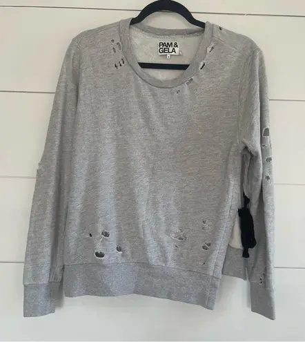 Pam & Gela Women’s Small Grey Distressed Sweatshirt
