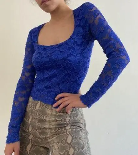 Frederick's of Hollywood Blue Lace Cropped Top