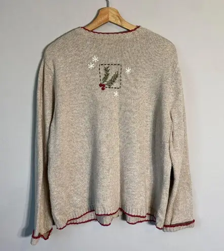 Croft & Barrow Vtg  Ice Skating Christmas Wool Angora Full Zip Sweater Women's L