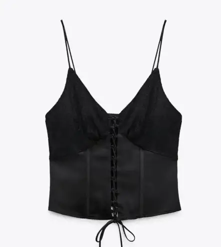 ZARA NWOT  BLACK BLOGGERS FAV CORSET TOP XS