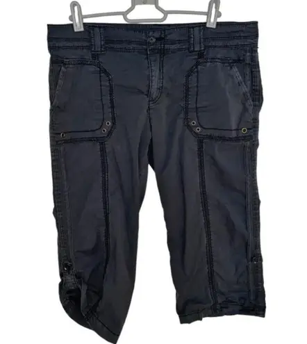 Marrakech Dark Grey Flat Front Cargo Capri Pants Size 29 Medium(10)