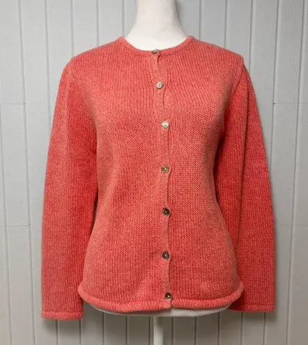 L.L. Bean Women's Cotton Coral Cardigan size MP Pink
