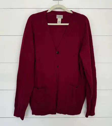 LL Bean Women’s Large Maroon Lambswool Sweater Cardigan