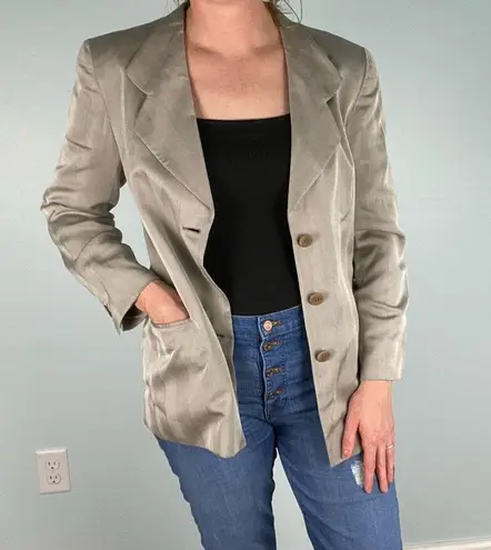 Giorgio Armani Blazer Jacket Triple Breasted Long Line Gruppo GFT Silk Size 10