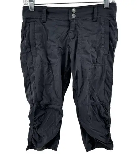 prAna Revenna Knicker Capri Pants Mid Rise Skinny Hiking Climbing Ripstop Gray 0