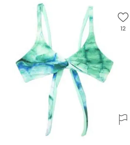 Serei Swim Women's Green Tie Dye Bikini Top Crisscross Back Swimwear Size L