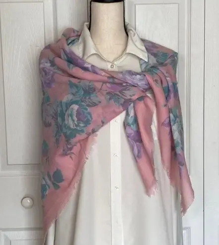 Vintage Floral Square Scarf Pink & Purple 44"x44"