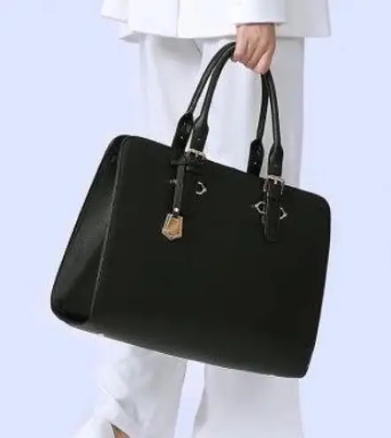 Laptop Tote Bag for Women, 15.6 Inch Extra Large Waterproof PU Leather Tote Bag for Women Work Black