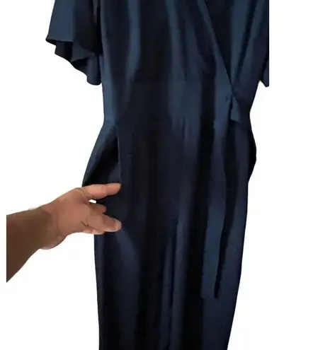 Kiyonna Blue Peasant Jumper Womens Size Large Short Sleeve V Neck Back Zip NEW