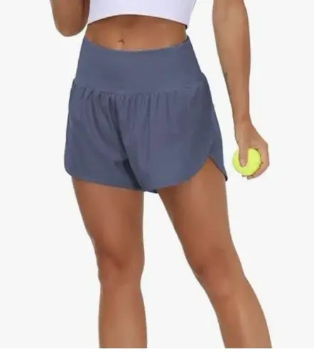 THE GYM PEOPLE High Waisted Running Shorts Ink Blue Size L New With Tag Size L