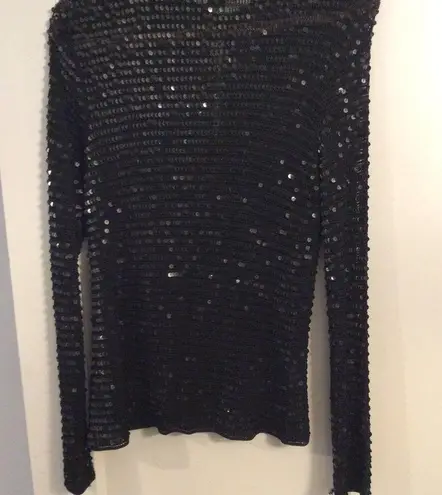 Inc international black sequined cardigan Medium M womens snap up