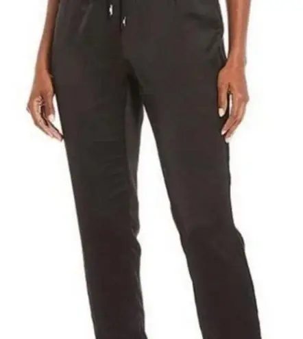 Karl Lagerfeld Satin Joggers Lace Trim Crepe Back Drawstring Waist Pants M