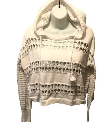 Victoria's Secret Victoria’s Secret White Sweater Hoodie Loose Knit Cropped Sz. Small Cotton