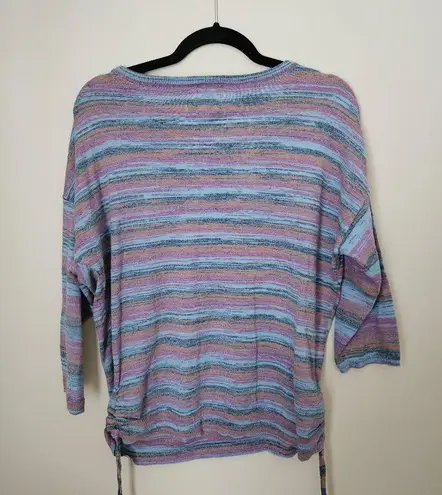 Ruby Rd. Top Knit Striped Petite Blue Purple Orange Pocket Cinched Sides Casual Size undefined