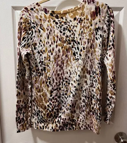 Joseph A VTG . Animal Print LS Cardigan Casual Career Business Casual - S