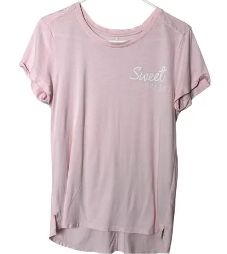 Women's Short Sleeve Pajamas Top with 'Sweet Dreams' Print Sz S Pink