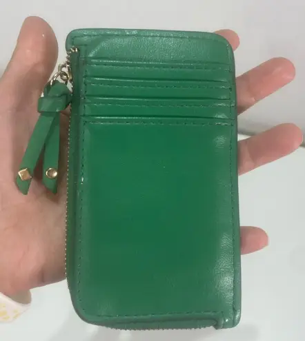 On 34th Green Card Case Side Zip Wallet Pocket Size Travel Light Weight 5.5x3''