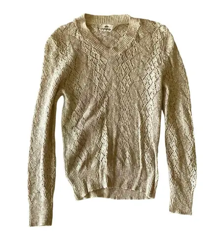 Vintage Custom Design Crochet Knit Sweater Tan