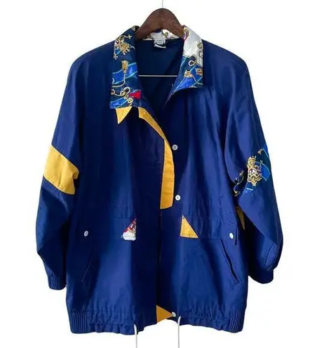 Vintage 90s preppy luxe lightweight all weather sailing jacket large size L Blue