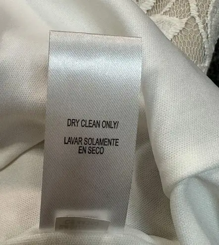 Sandra Darren Dress Womens 6P Neutral Colorblock Embroidered Sleeveless Sheath