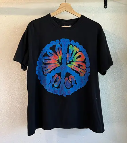 Woodstock 2009 Black Cotton Peace Tie Dye Graphic Tee Size Large Unisex