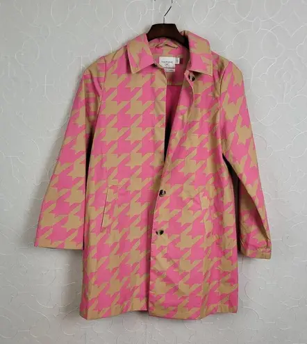 Isaac Mizrahi Target 20th Anniversary Womens Trench Coat XS Pink Tan Houndstooth