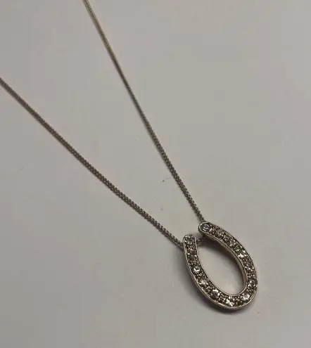 Monet Signed Gold Tone Necklace Rhinestone Horseshoe Shape? With ExtensionChain