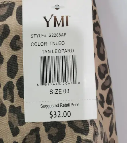 Ymi  Jeans High Rise Shorts Tan Leopard Size 3 / 26 - Image 3