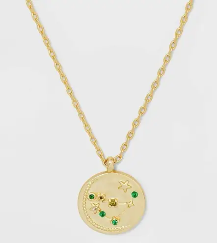 NWT! Beloved + Inspired 14K Gold Dipped 'Capricorn' Disc with Stones Necklace